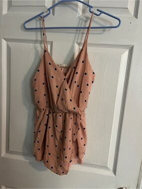 Altar'd State Peach Polka Dot Spaghetti Strap Romper